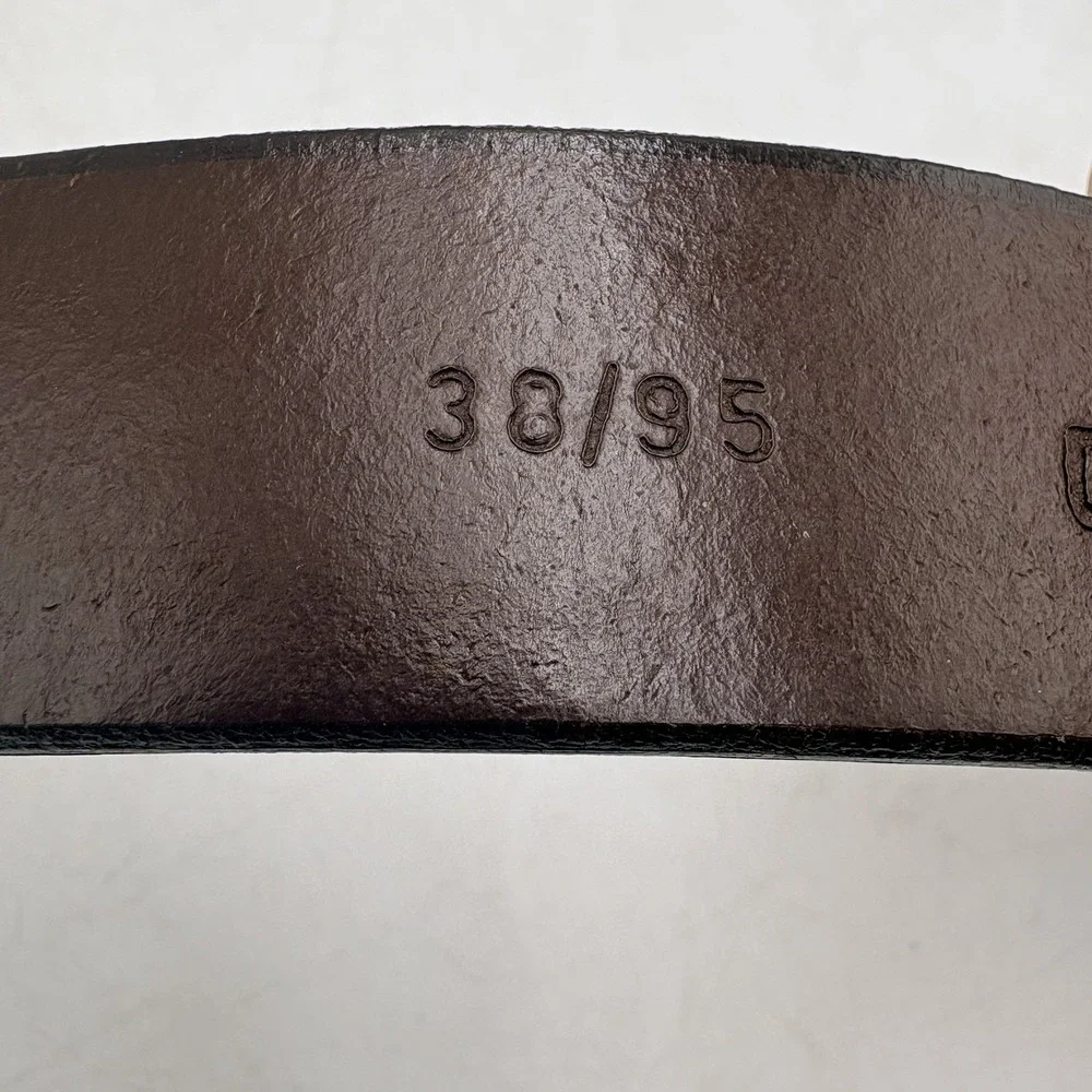 Vintage Claiborne Brown Leather Belt Sz 38 Croc Embossed USA Casual Dress